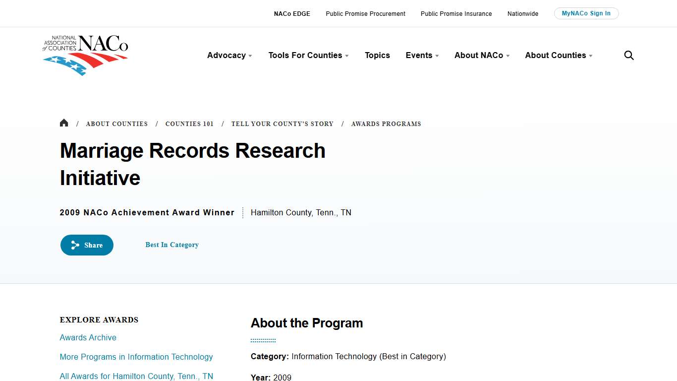 Marriage Records Research Initiative National Association of Counties