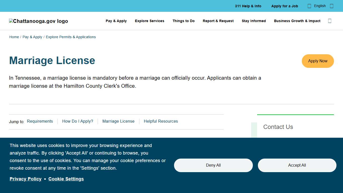Apply for Marriage License Chattanooga.gov